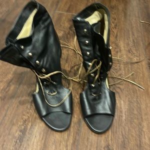 Jimmy Choo Black booty with peek a boo toe. Size 40